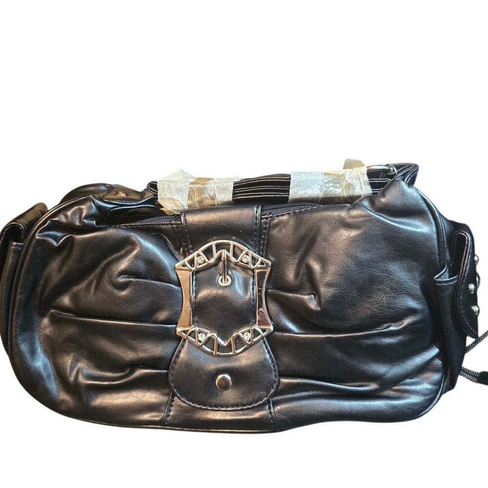 Candie's Black Ruched Shoulder Bag Silver Buckle Purse NWT Y2K Style 7408 NEW